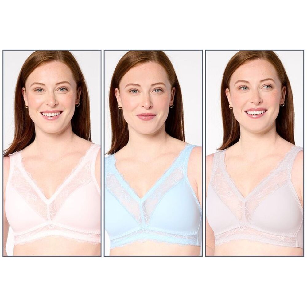 Breezies Women's Bra Sz S Soft Support Lace Wirefree Multi-colored